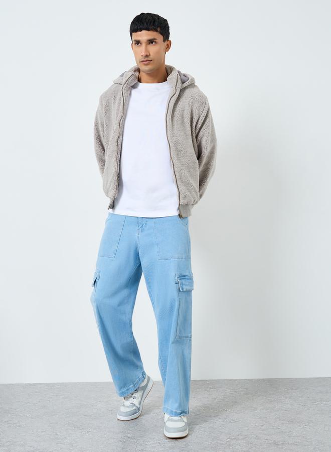 ستايلي جاكيت شيربا بقصة واسعة وياقة هودي - Image 2